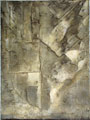 Untitled, mixed media on wood (Portland cement), 24x32